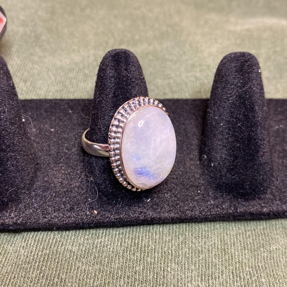Solid Sterling Silver Rainbow Moonstone Ring - Picture 4 of 4